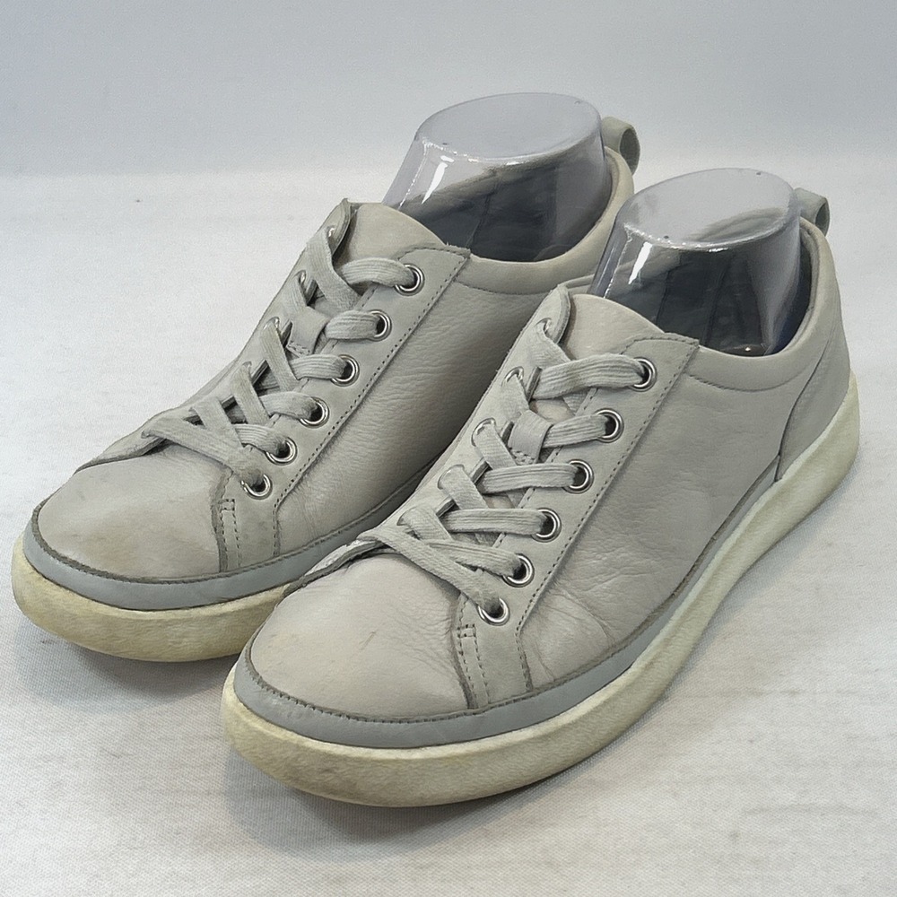 Vionic Winny Shoes Women's Sz 9 Gray Leather Comfort Orthotic Sneakers Lace Up